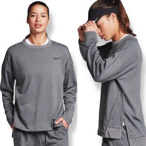 Nike Sweatshirt Top Gray Women Size XS Relaxed Fit Long Sleeve Fleece Raw Seams